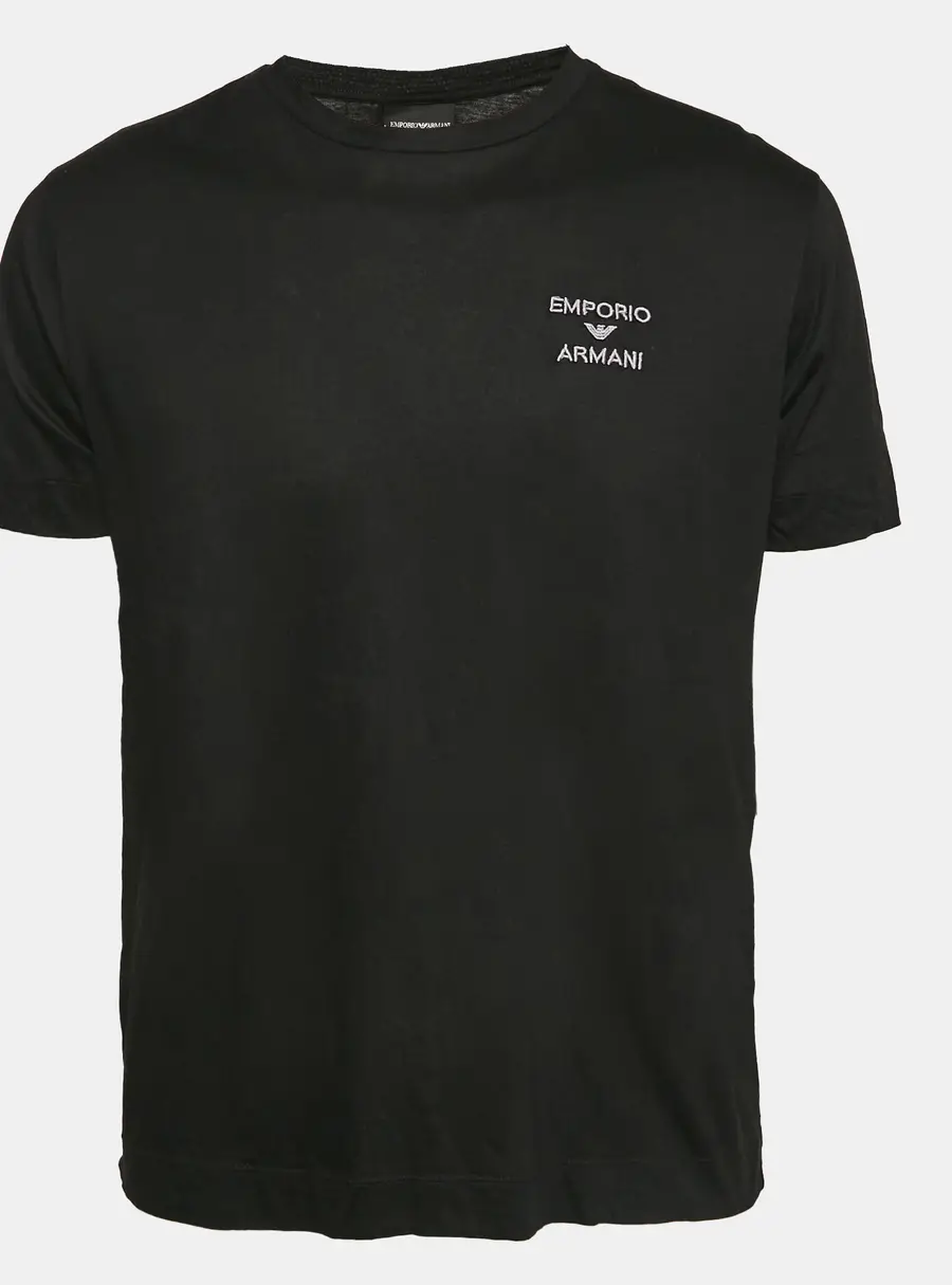 Emporio Armani Black Logo Embroidery Jersey Crew Neck T-Shirt XL
