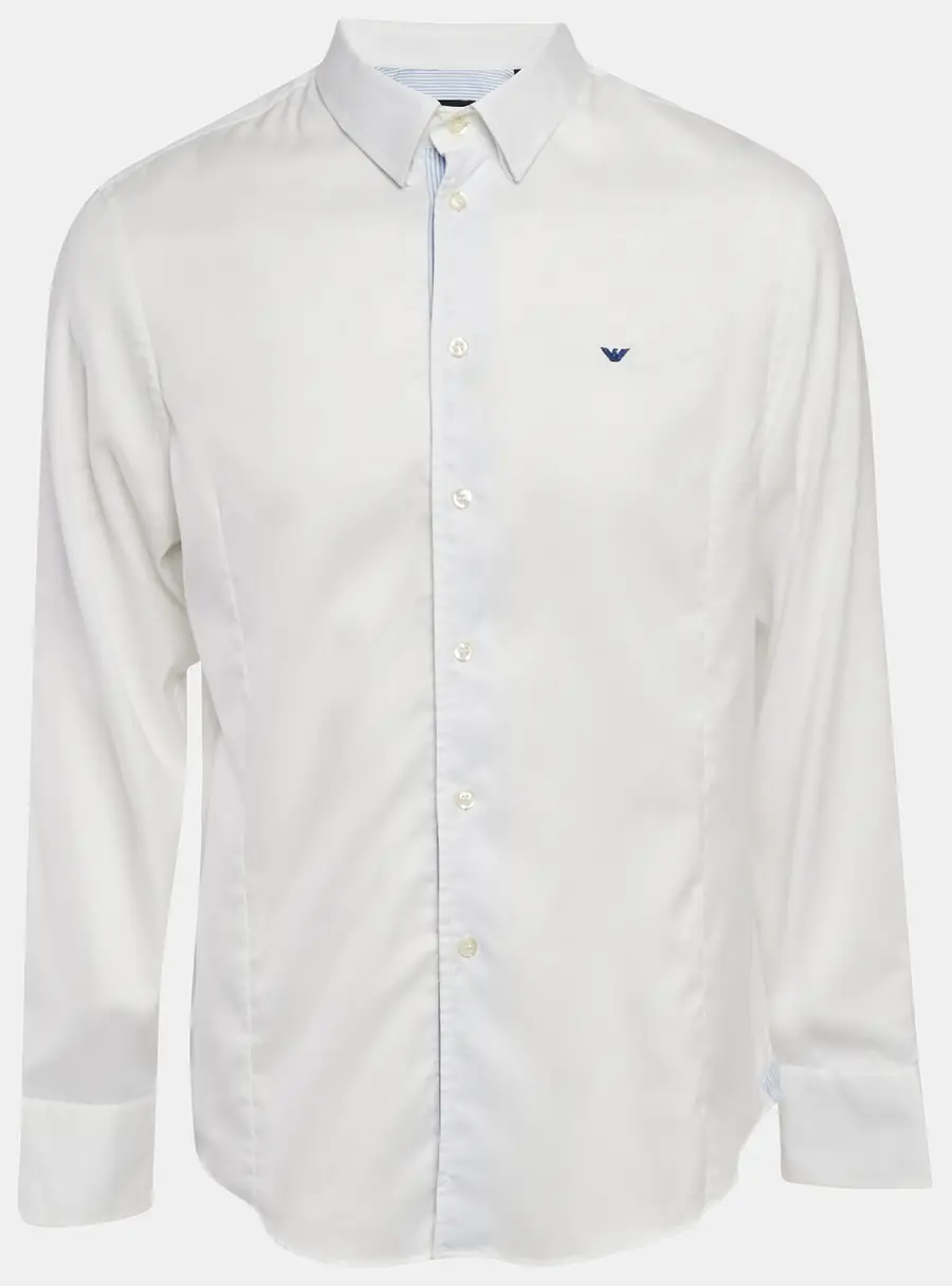 Emporio Armani White Cotton Blend Button Down Shirt XL
