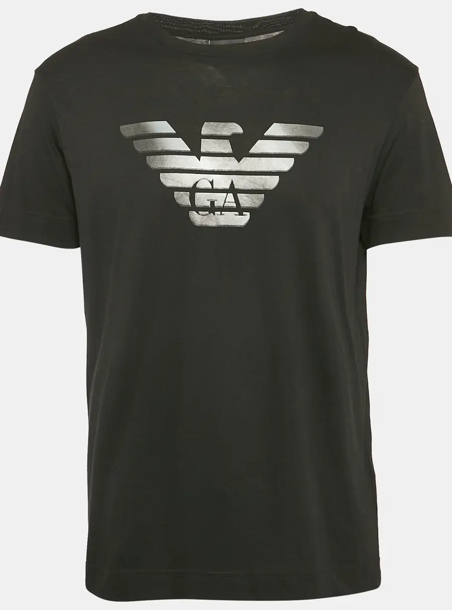 Emporio Armani Black Logo Print Cotton Crew Neck T-Shirt XL