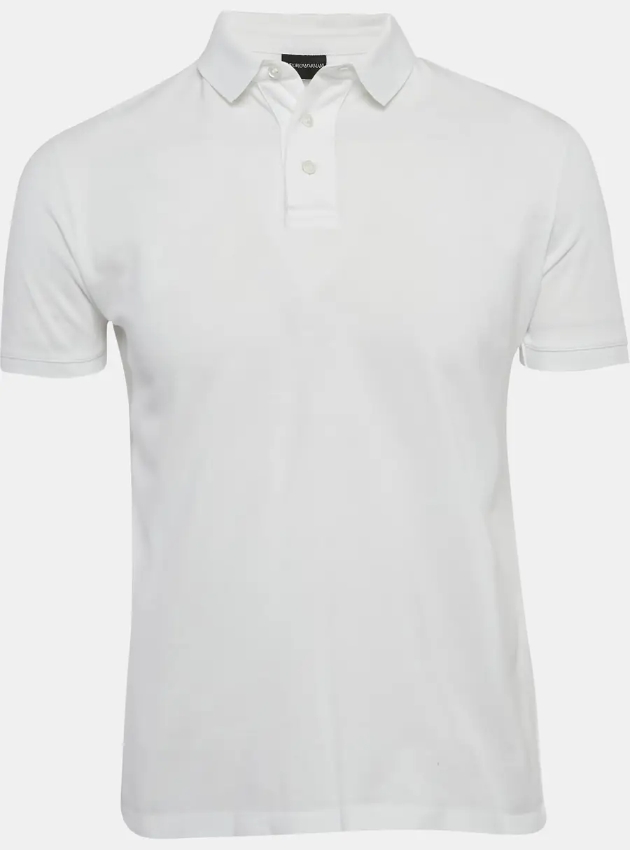 Emporio Armani White Cotton Pique Polo T-Shirt S