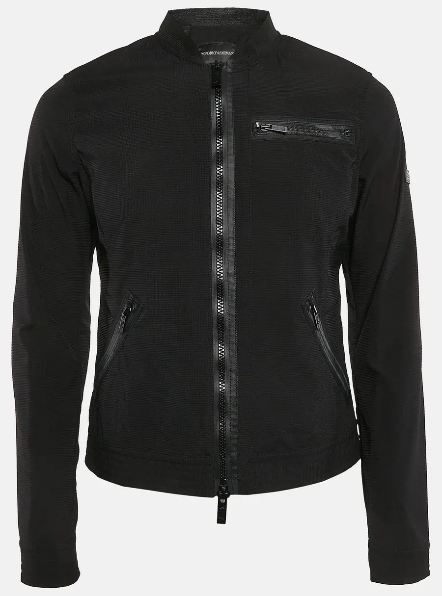 Emporio Armani Black Textured Synthetic Johnny Slim Fit Jacket M