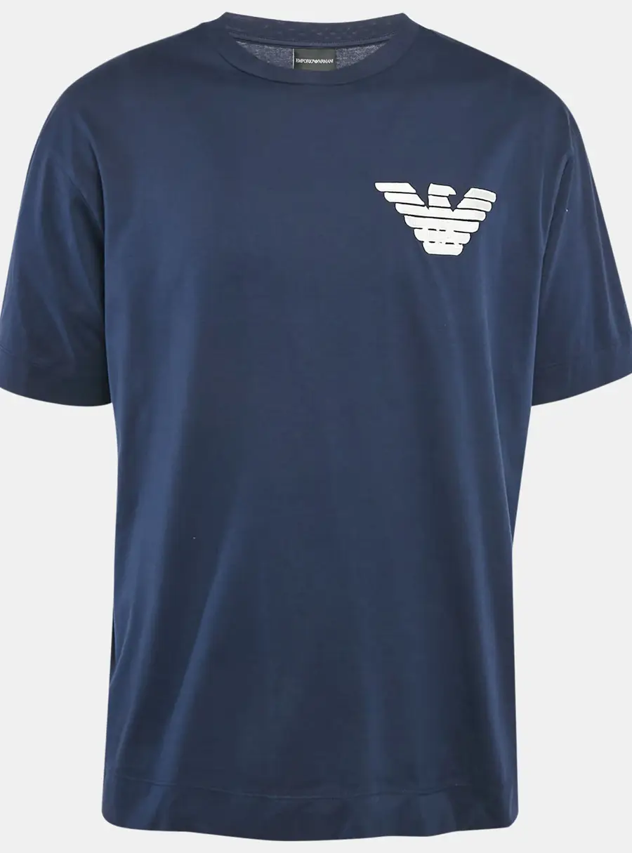 Emporio Armani Navy Blue Logo Applique Jersey T-Shirt XXL