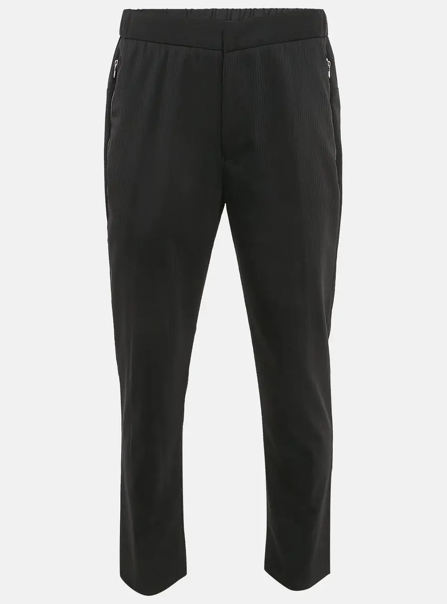 Emporio Armani Black Pinstripe Wool Blend Formal Trousers L