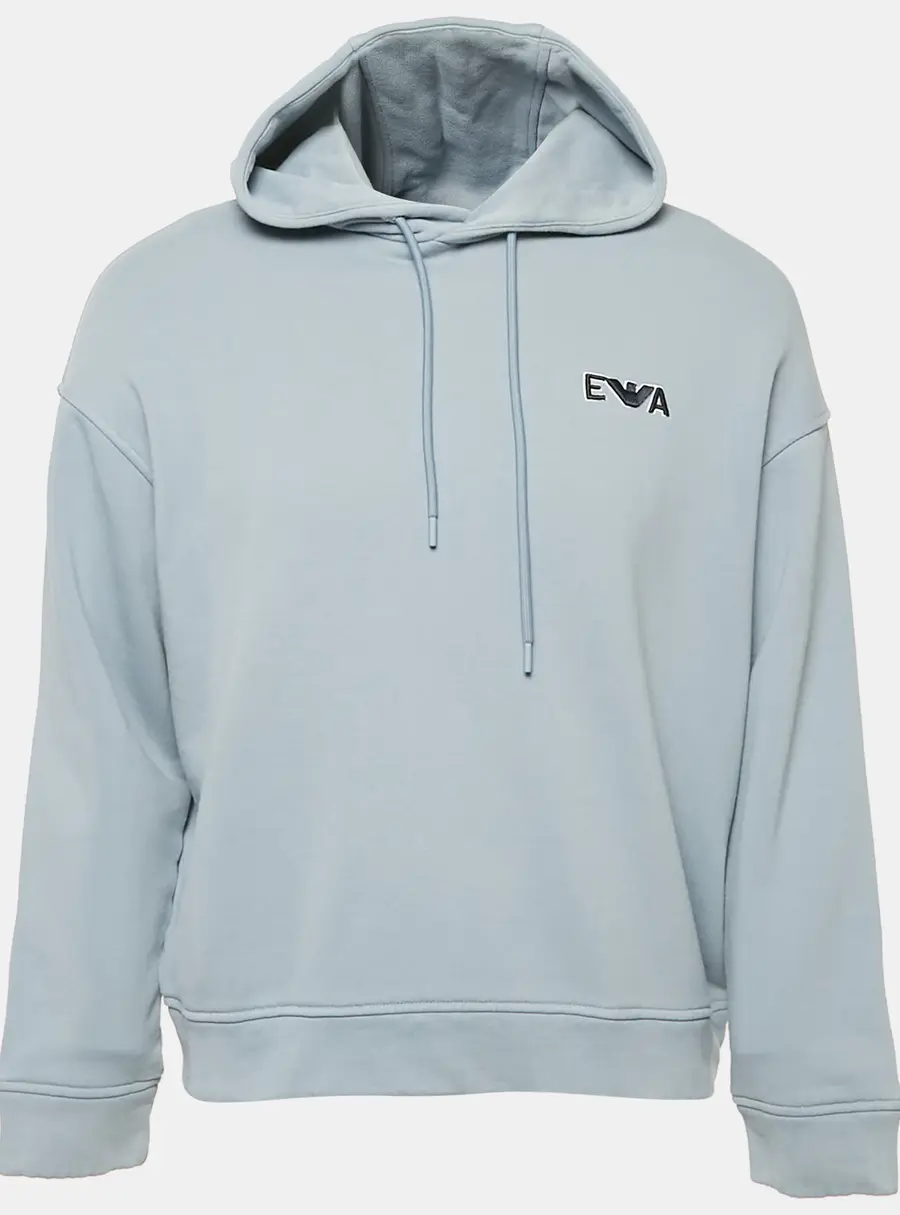 Emporio Armani Blue Cotton Knit Hoodie M