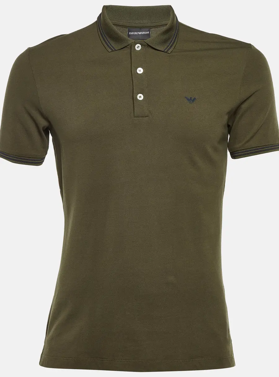 Emporio Armani Dark Green Cotton Polo T-Shirt M