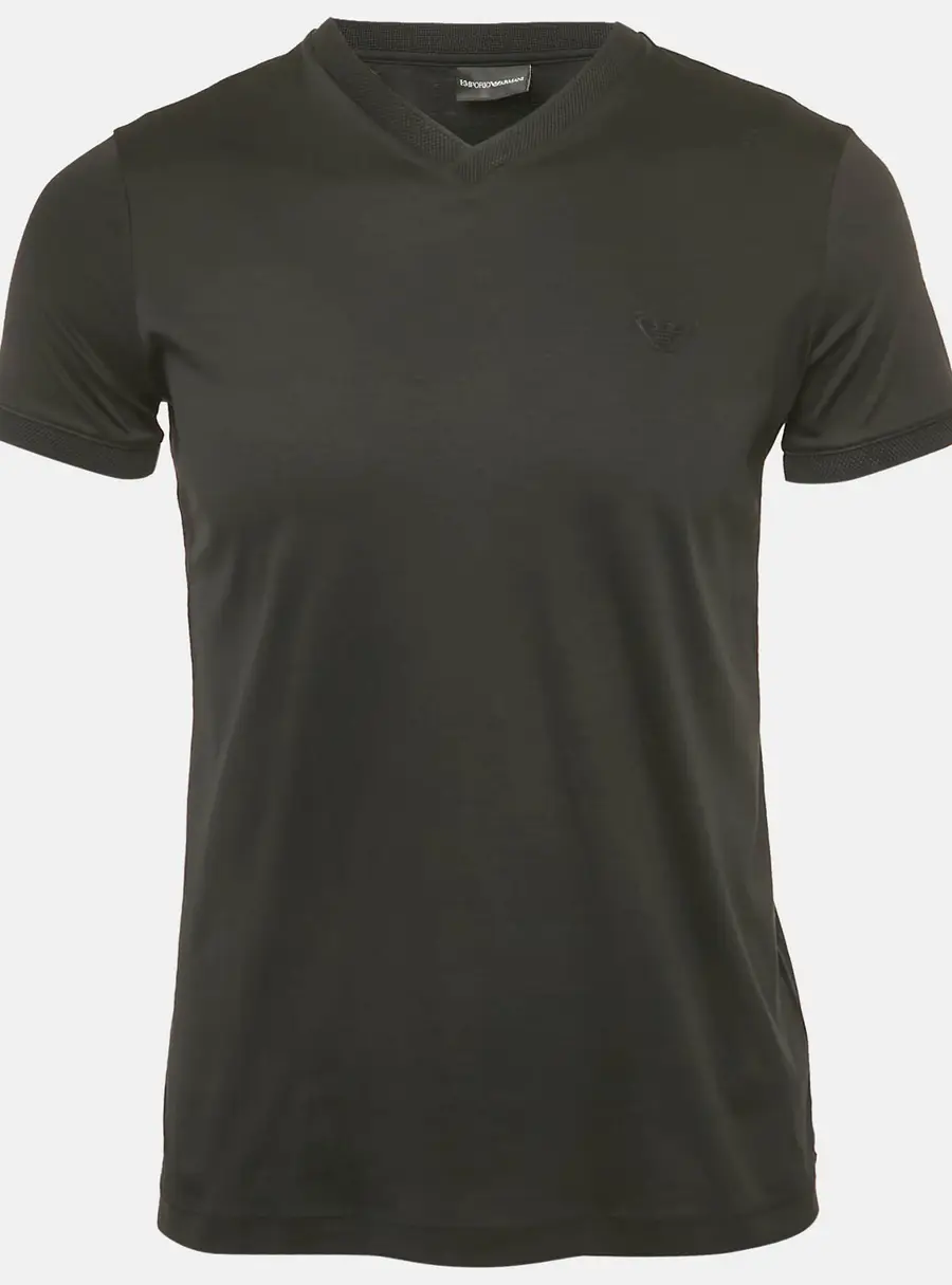Emporio Armani Black Jersey V-Neck T-Shirt S