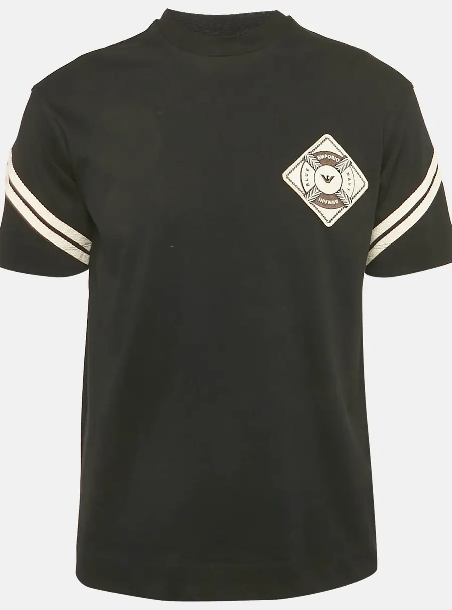 Emporio Armani Black Jersey Applique T-Shirt XS