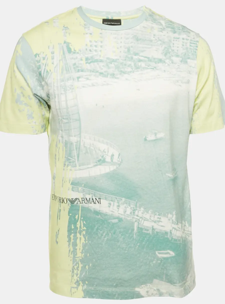 Emporio Armani Green Abstract Print Jersey Crewneck T-Shirt S