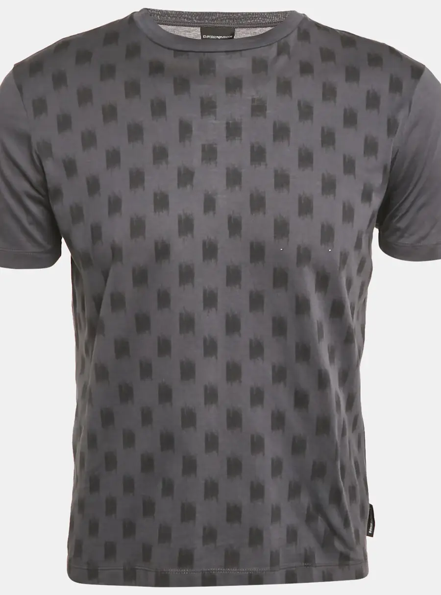Emporio Armani Grey Printed Jersey Crewneck T-Shirt S