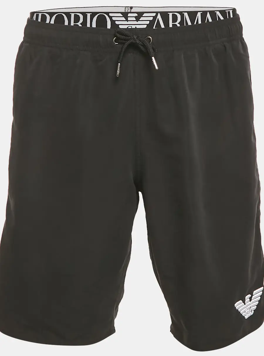 Emporio Armani Black Logo Waist  Trim Synthetic Shorts L