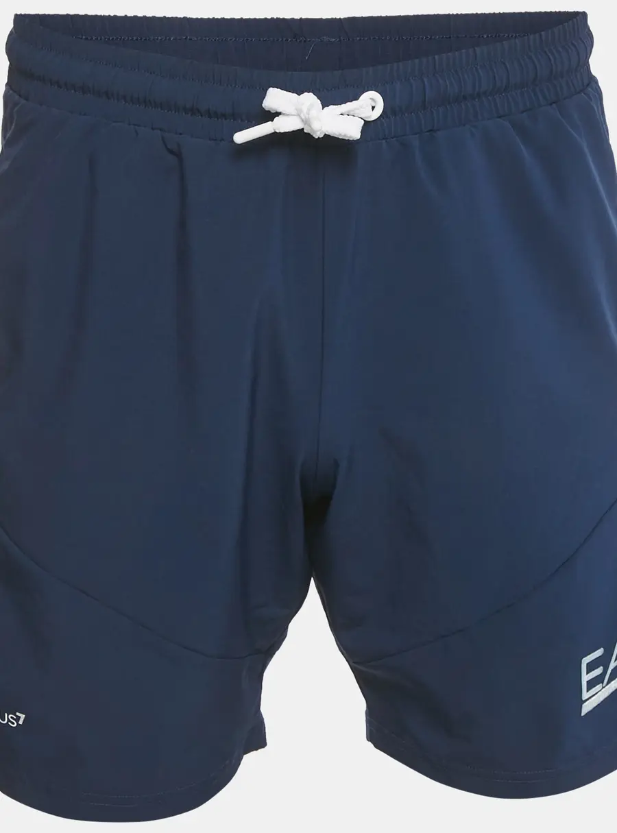 Emporio Armani Blue Logo Print Synthetic Shorts S
