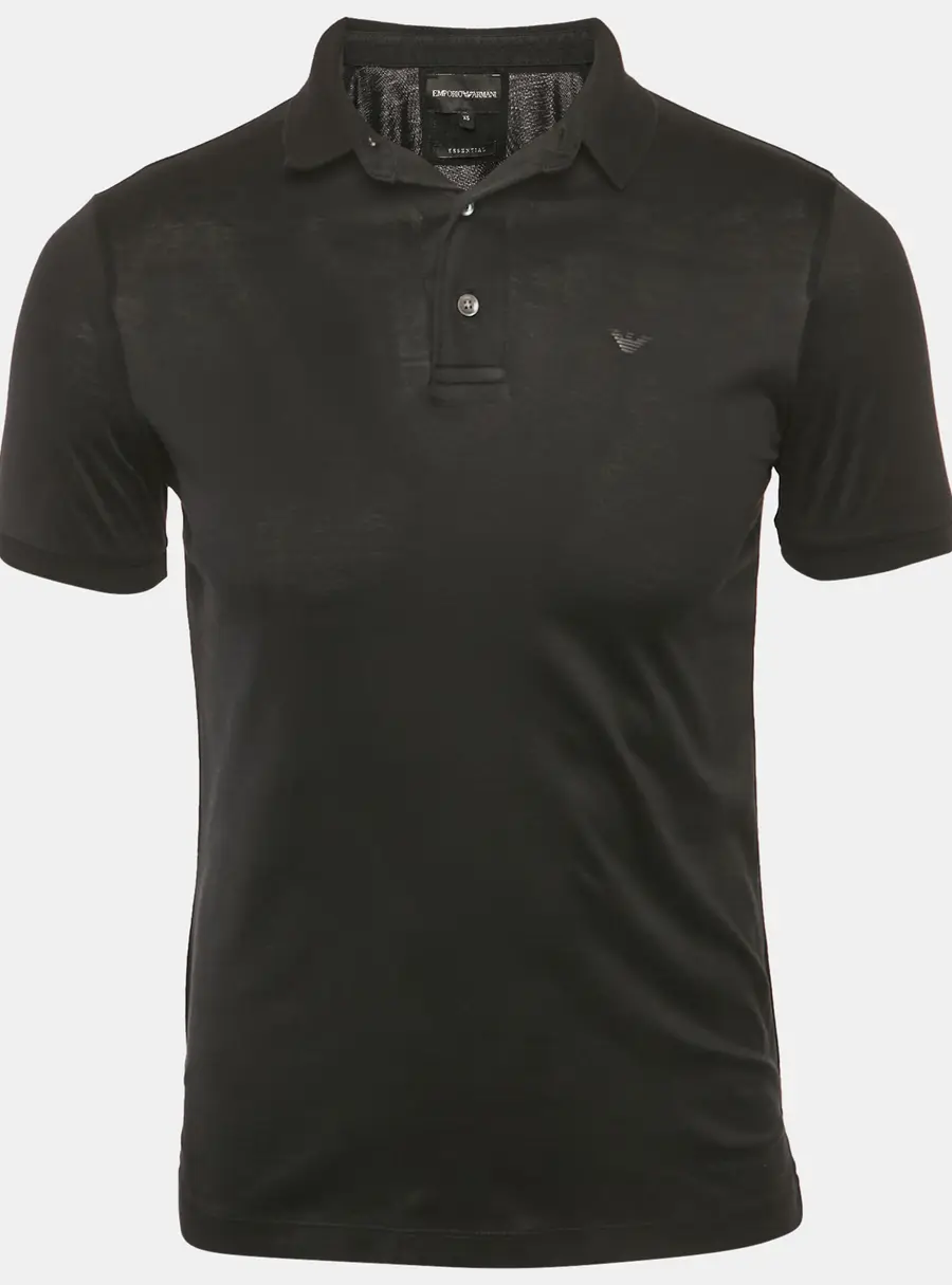 Emporio Armani Black Jersey Polo T-Shirt XS