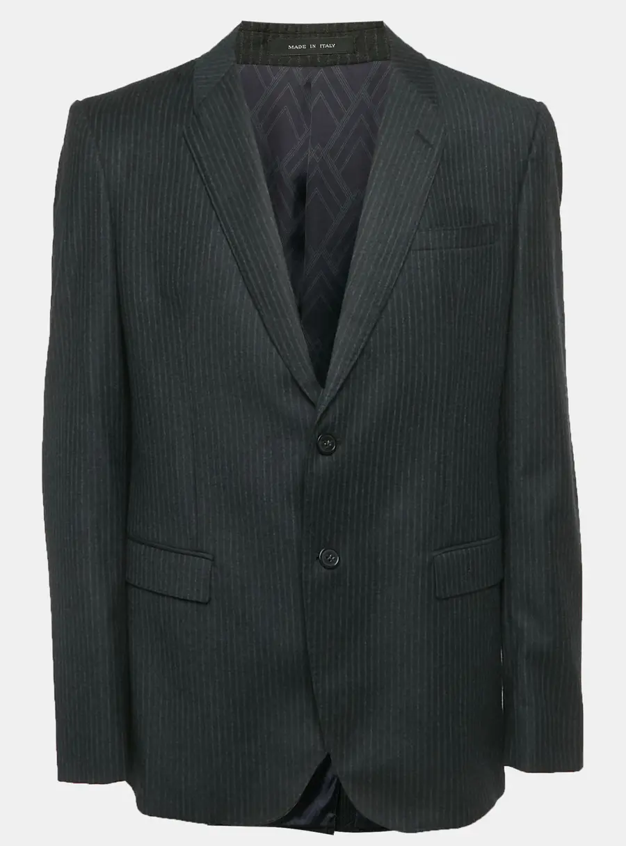 Emporio Armani Charcoal Grey Pinstripe Wool Blazer XXXL