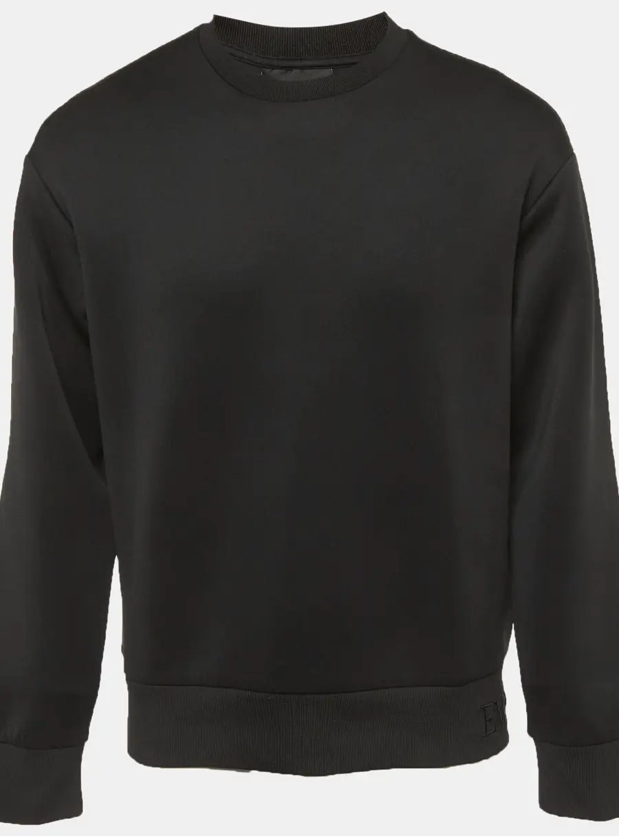 Emporio Armani Black Technical Jersey Logo Embroidered Sweatshirt S