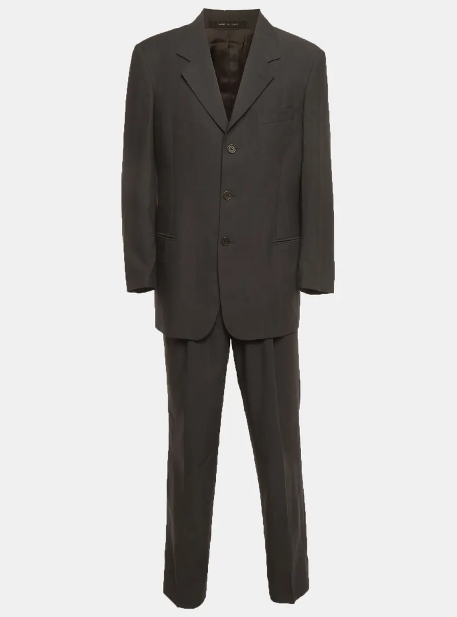 Emporio Armani Grey Wool Regular Fit Suit L