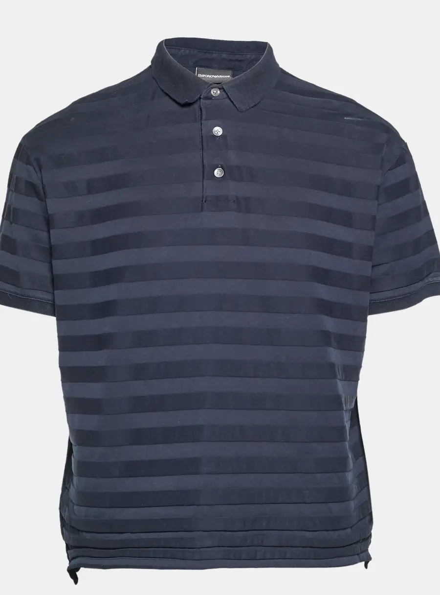 Emporio Armani Navy Blue Cotton Knit Polo T-Shirt 3XL