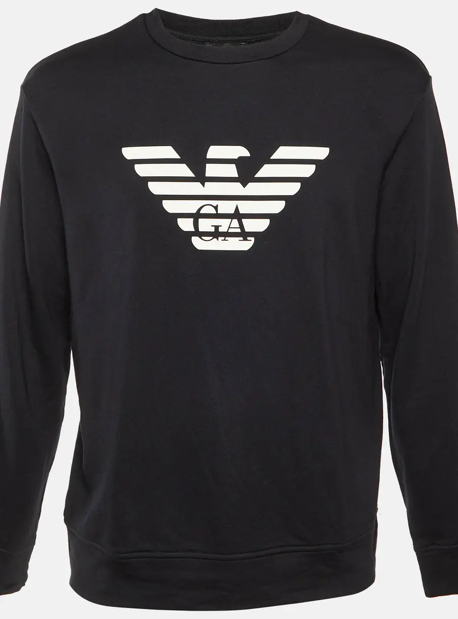 Emporio Armani Black Logo Detail Modal & Cotton Knit Sweatshirt XL
