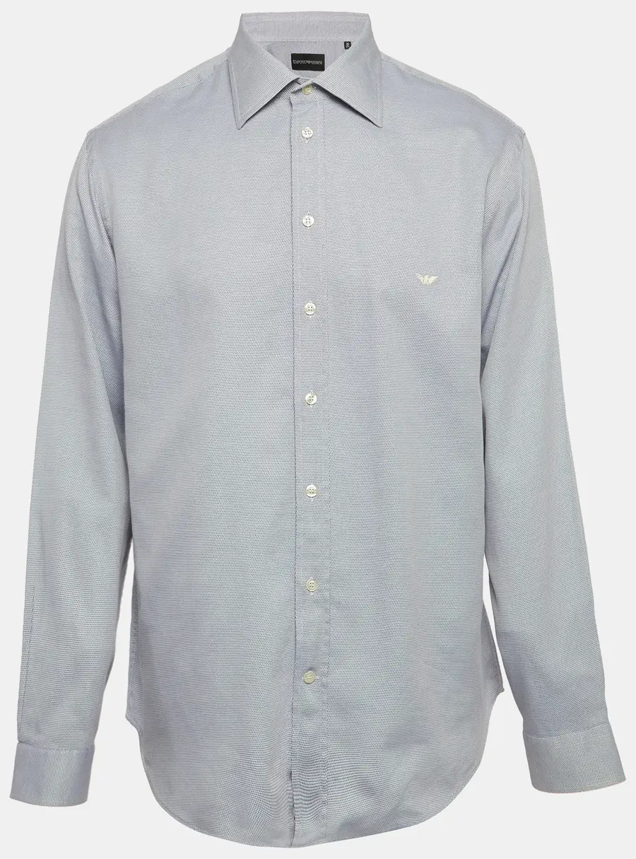 Emporio Armani Blue Cotton Long Sleeve Shirt XXXL