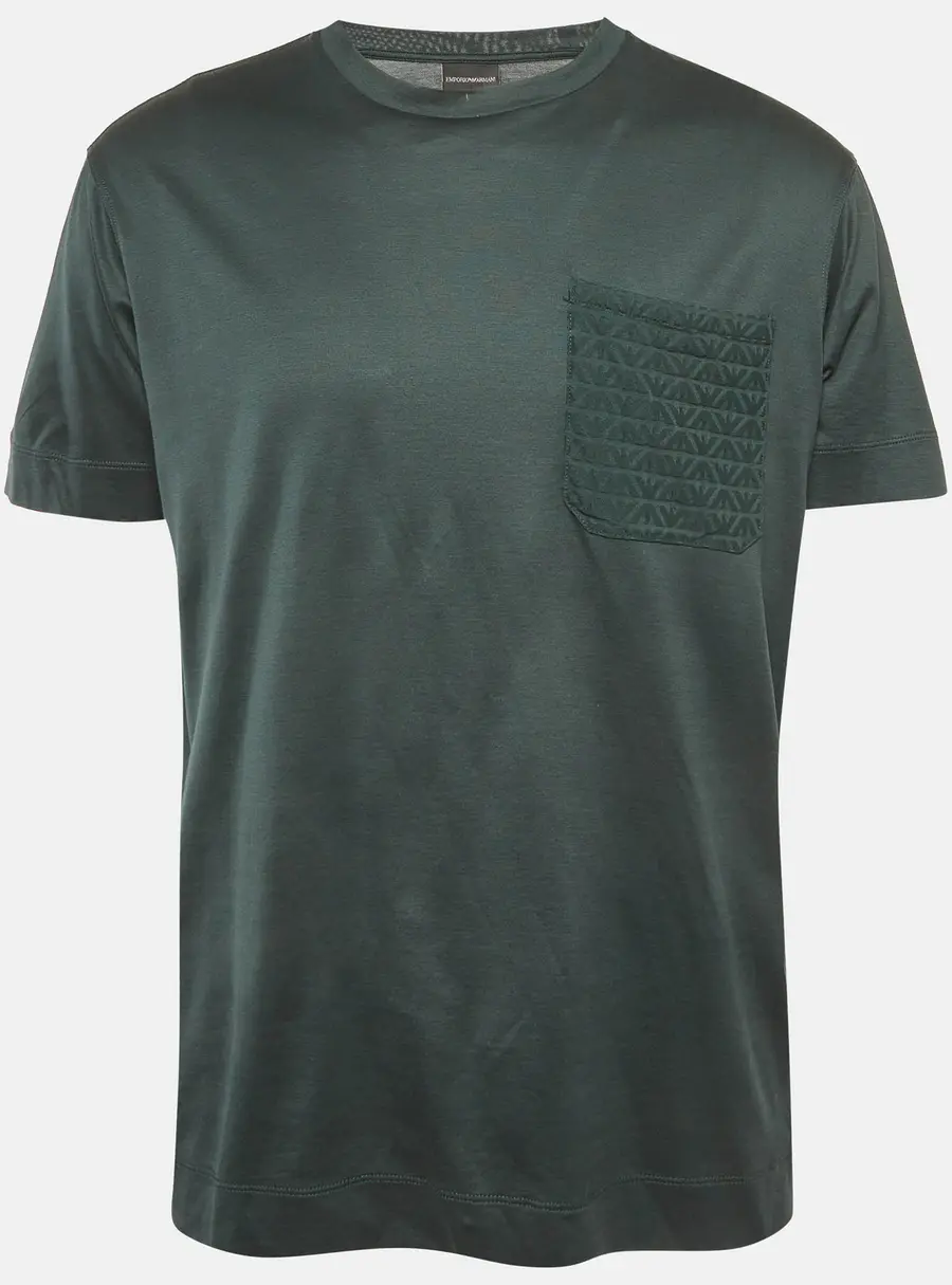 Emporio Armani Green Embroidered Pocket Jersey T-Shirt XXL