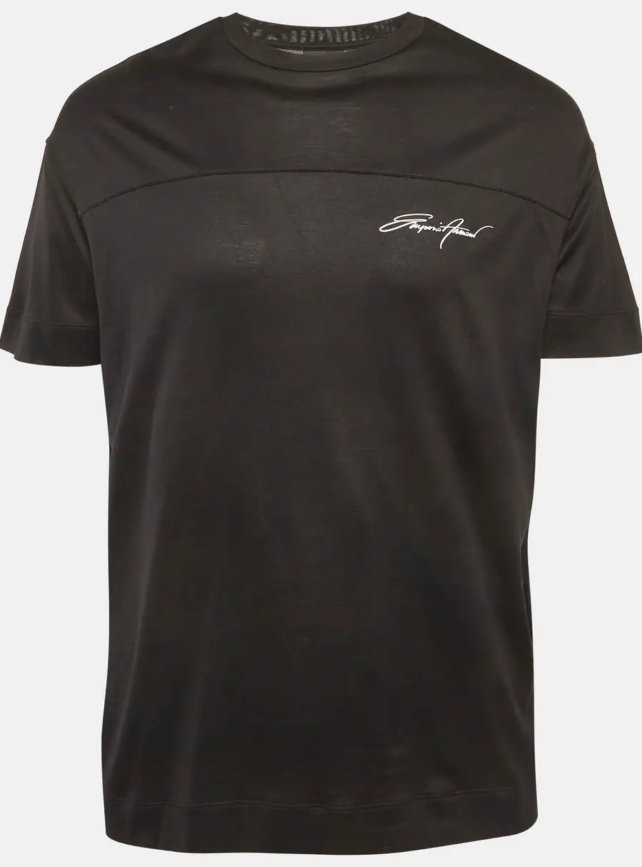Emporio Armani Black Printed Jersey T-Shirt M