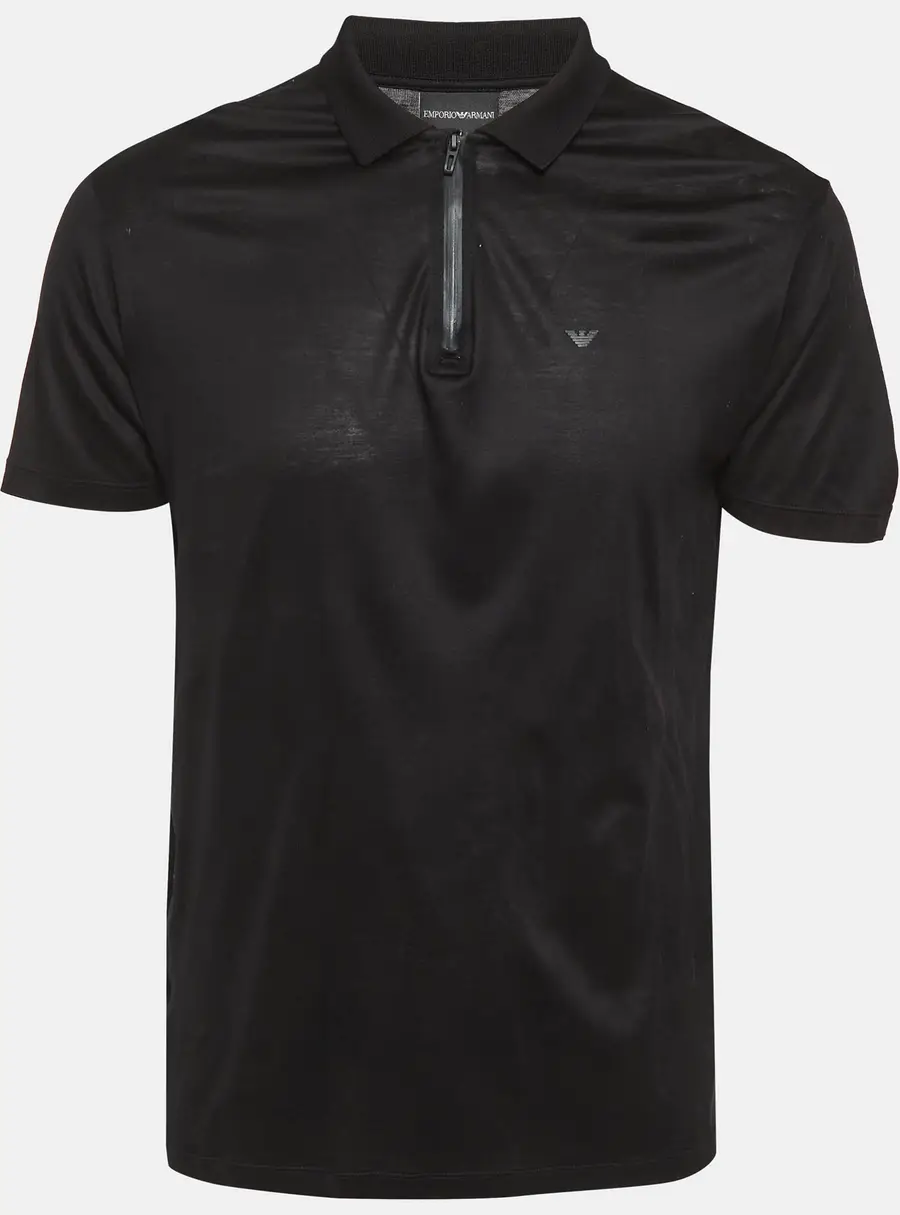 Emporio Armani Black Jersey Zip-Up T-Shirt XL