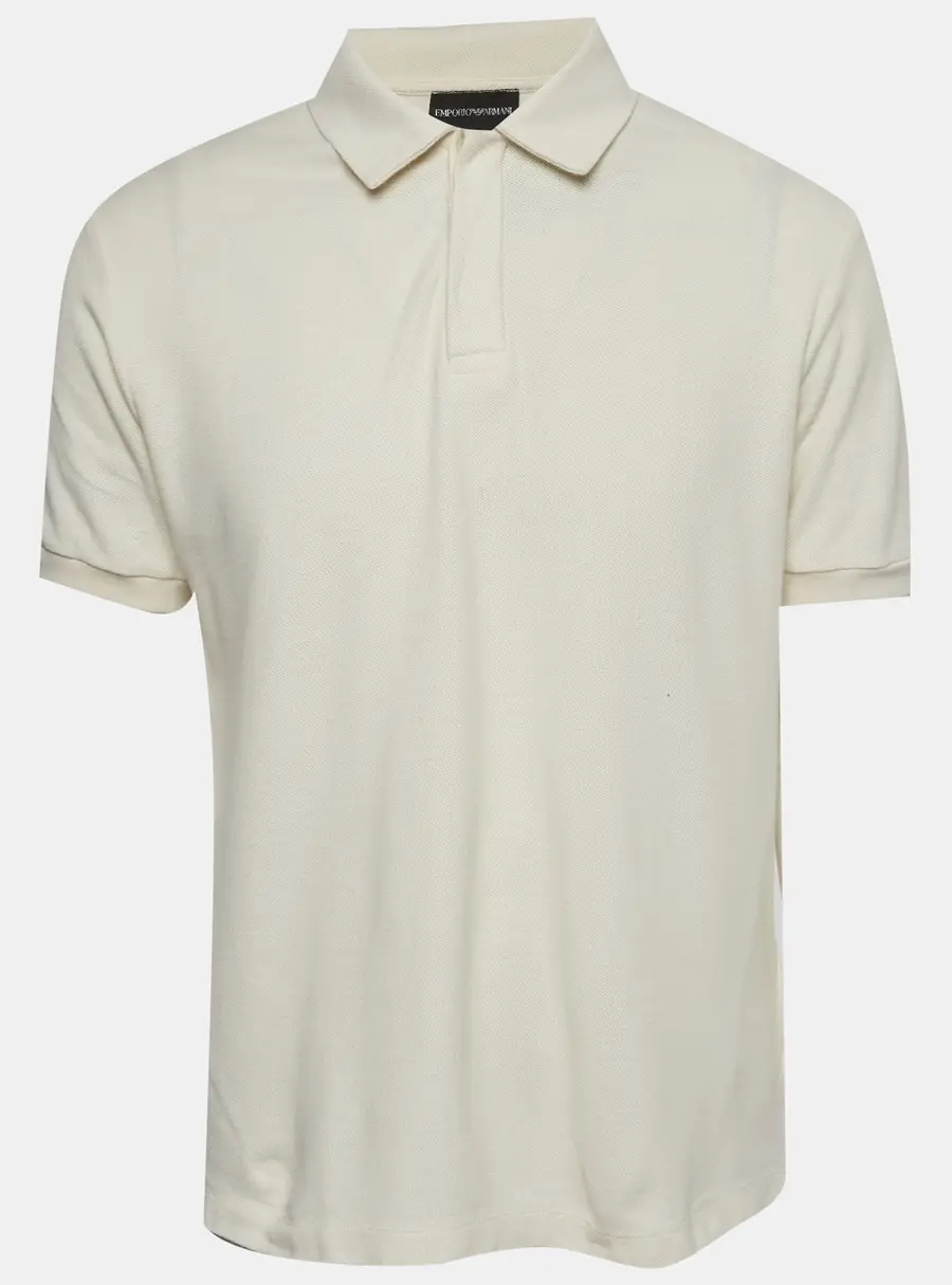 Emporio Armani Cream Back Print Pique Polo T-Shirt XL