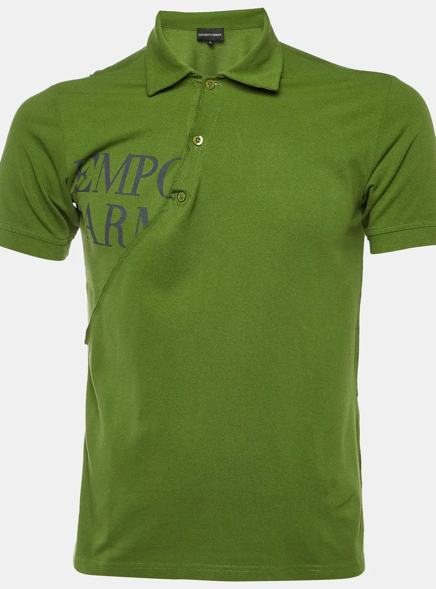 Emporio Armani Green Cotton Polo T-Shirt M