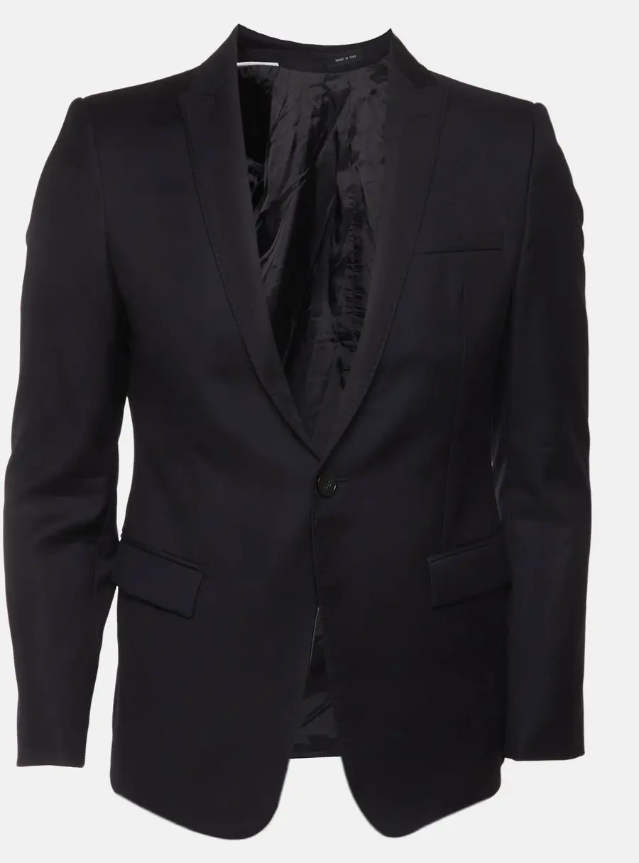 Emporio Armani Navy Blue Wool Single Breasted Blazer S