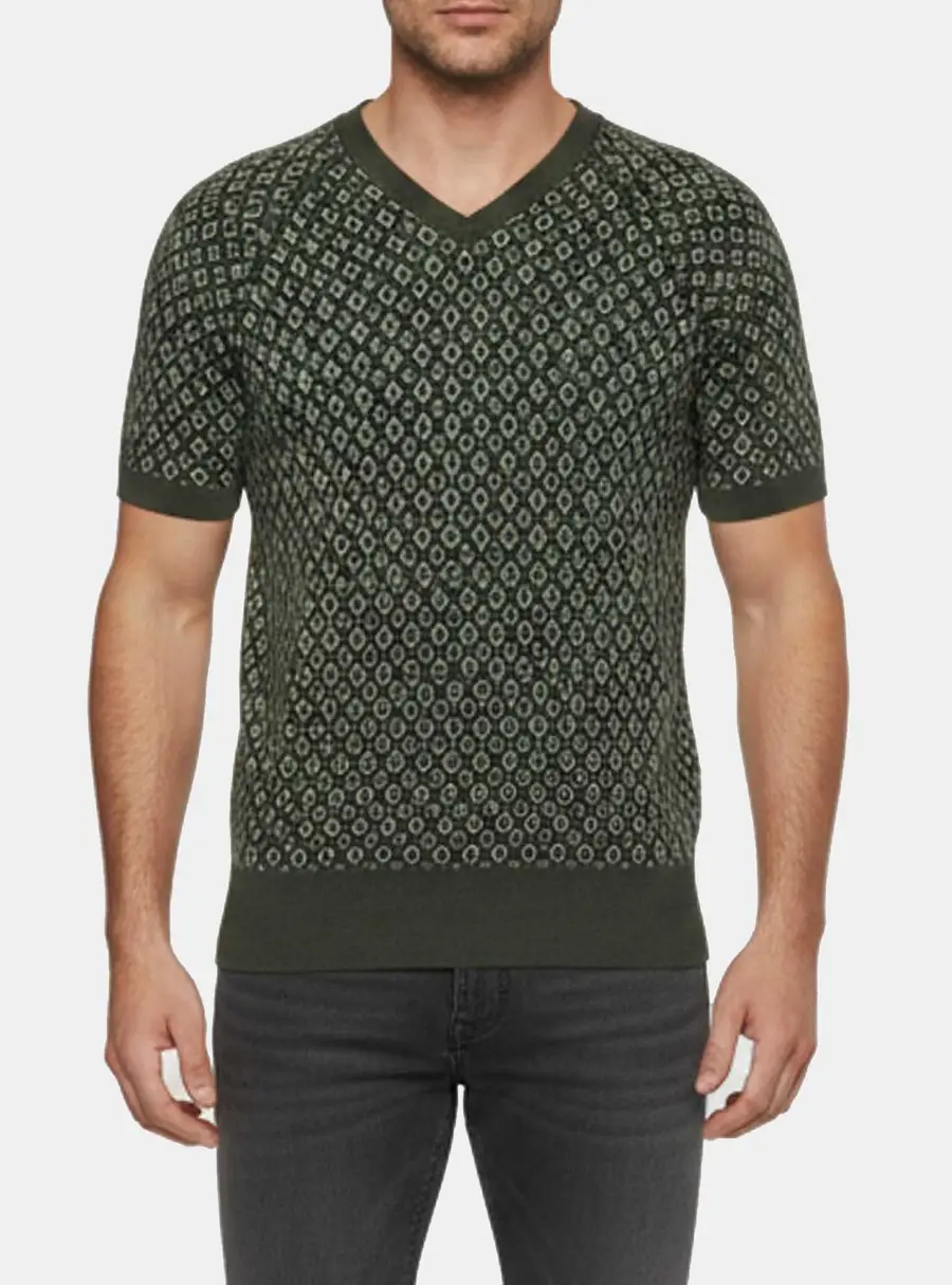 Emporio Armani Green Knit Short Sleeve Sweater M