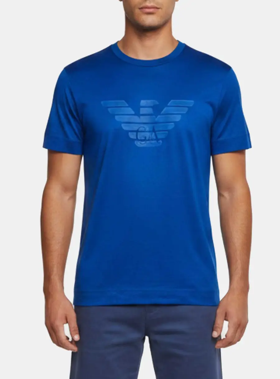 Emporio Armani Blue Maxi Eagle Logo Jersey T-Shirt M