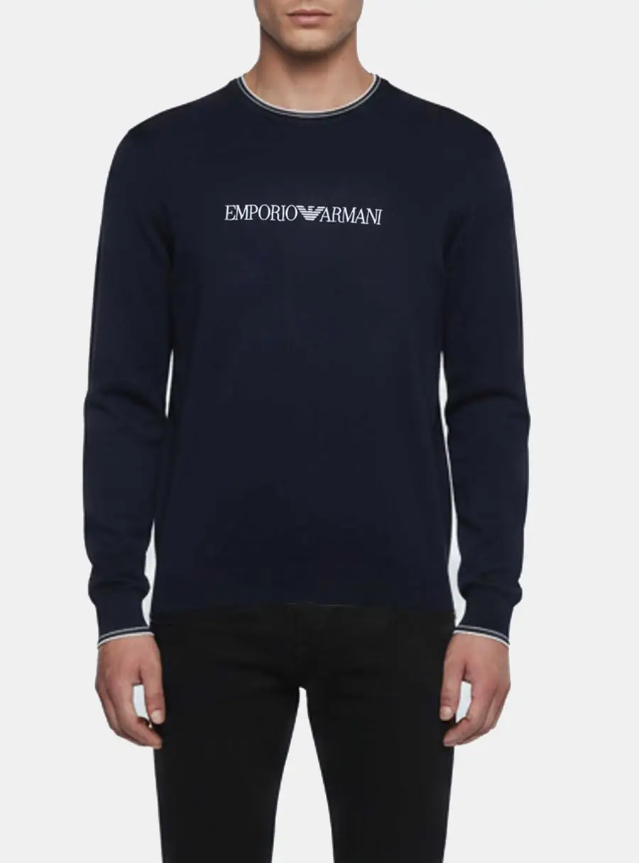 Emporio Armani Navy Blue Knit Long Sleeve Sweater S