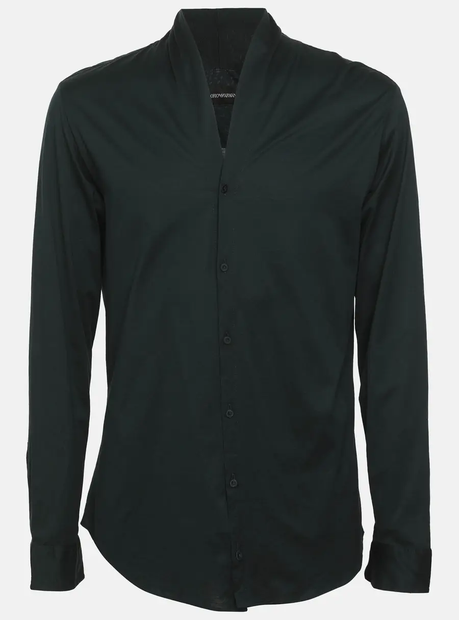 Emporio Armani Imperial Blue Satin Long Sleeve Shirt L