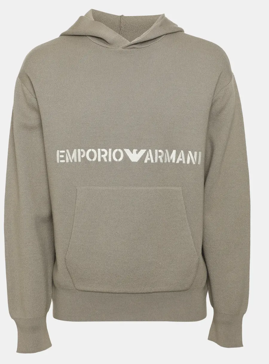 Emporio Armani Grey Logo Embroidered Hoodie S