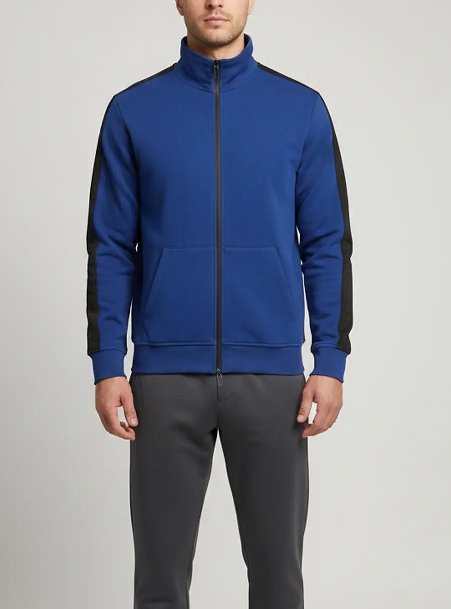 Emporio Armani Blue Logo Tape Detail Jersey Zip Up Jacket M