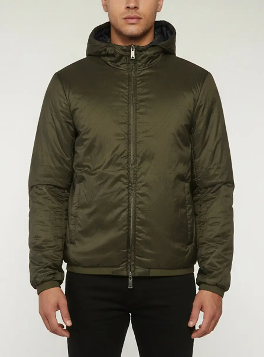 Emporio Armani Green Nylon Long Sleeve Reversible Jacket XXL
