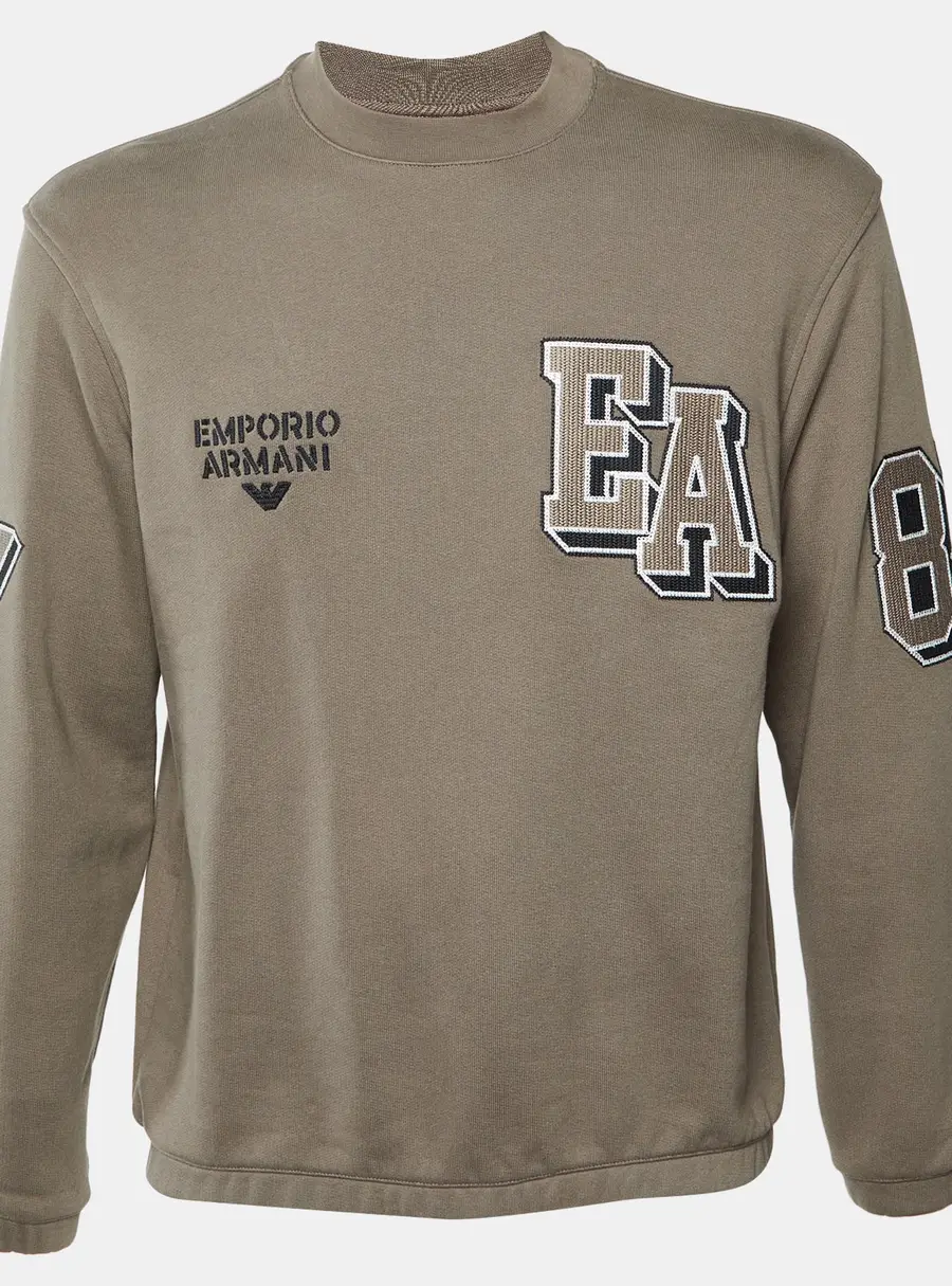 Emporio Armani Brown Cotton Logo Embroidered Sweatshirt M