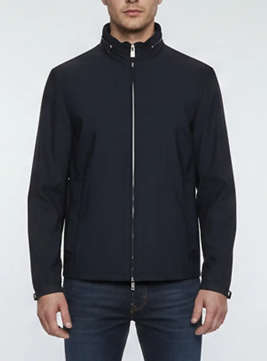 Emporio Armani Navy Blue Nylon Unzippable Hood Jacket L