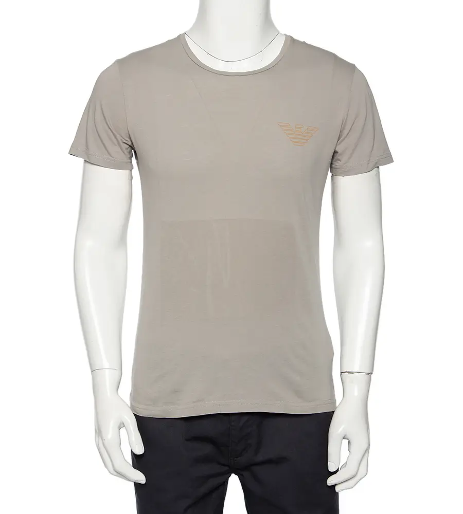Emporio Armani Grey Logo Generationy Printed Cotton Crewneck T-Shirt M