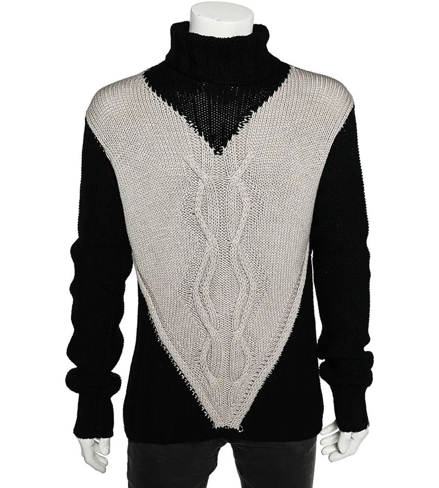 Emporio Armani Monochrome Cable Knit Turtleneck Sweater XXXL