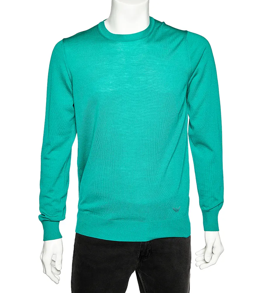 Emporio Armani Green Wool Crewneck Jumper XL