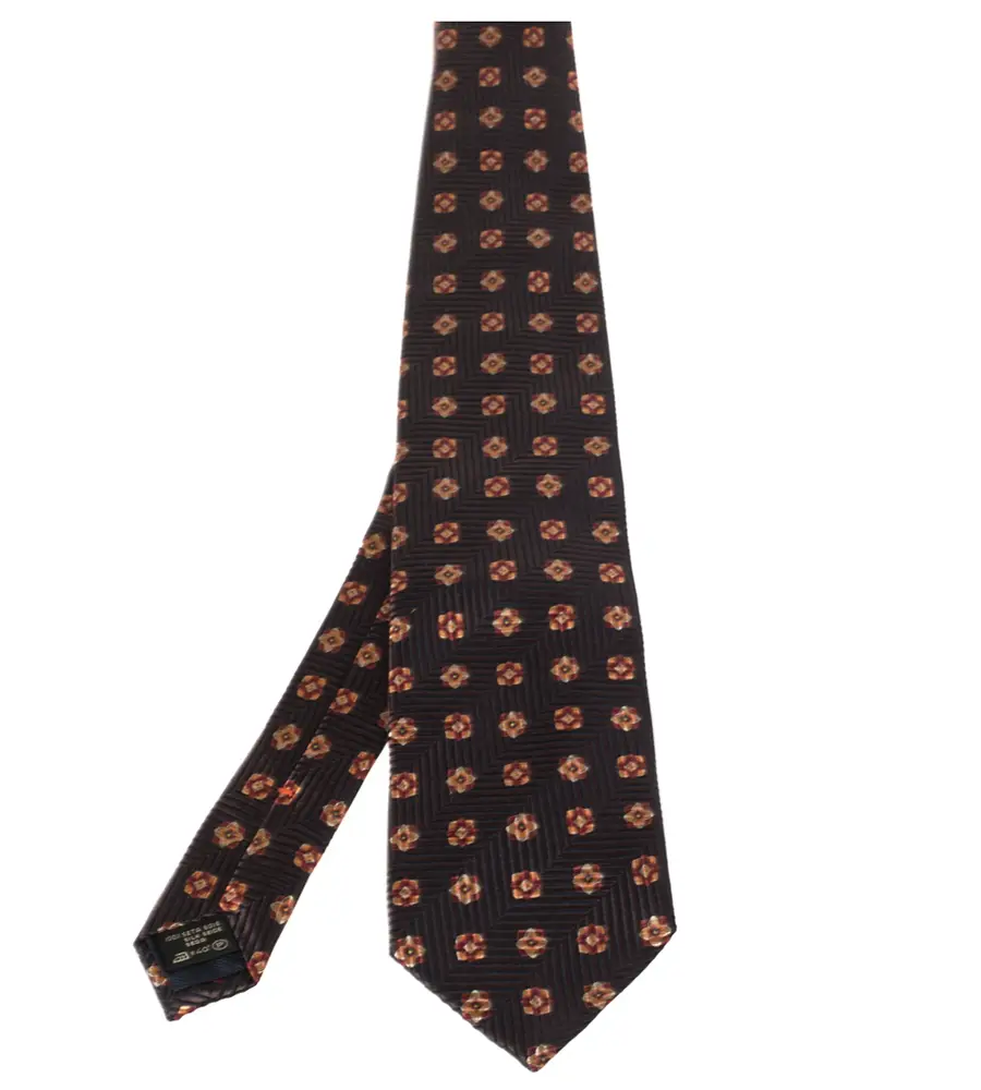 Ermenegildo Zegna Brown Floral Patterned Silk Tie