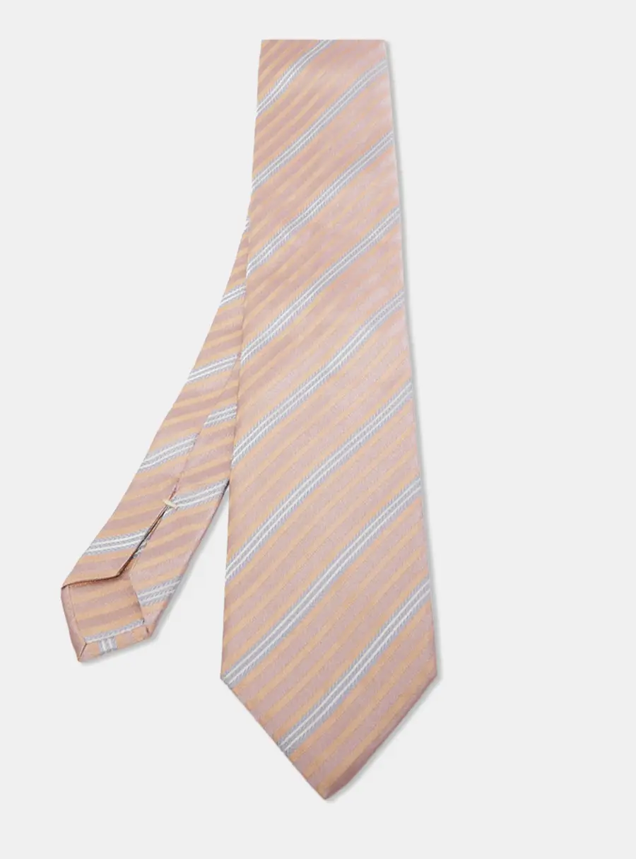 Ermenegildo Zegna Pink Patterned Silk Jacquard Tie