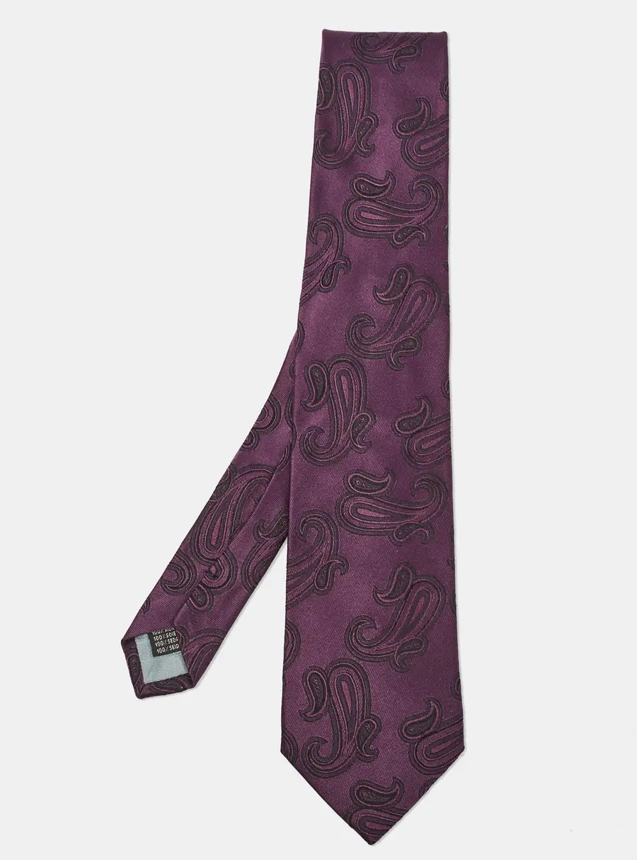 Ermenegildo Zegna Purple Paisley Silk Classic Tie