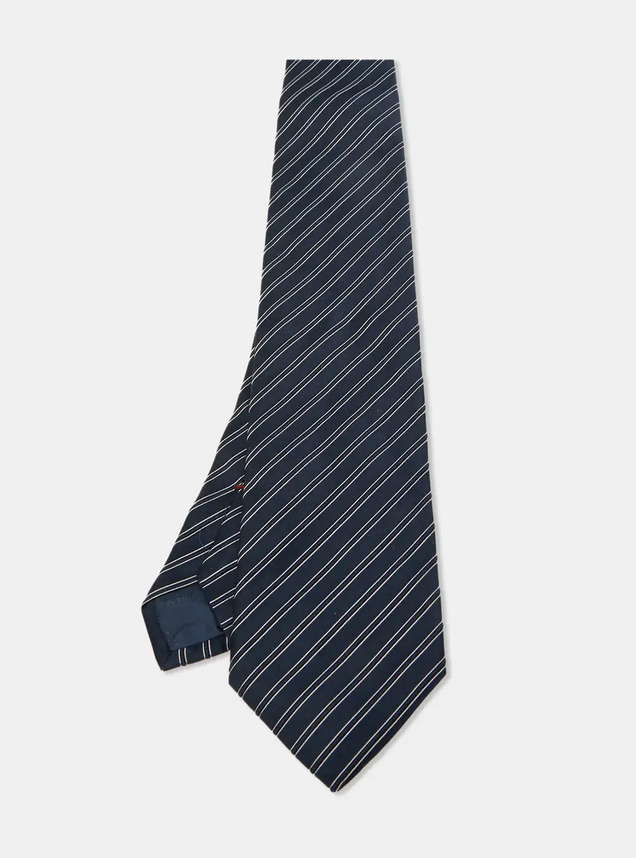 Ermenegildo Zegna Blue Striped Silk Classic Tie