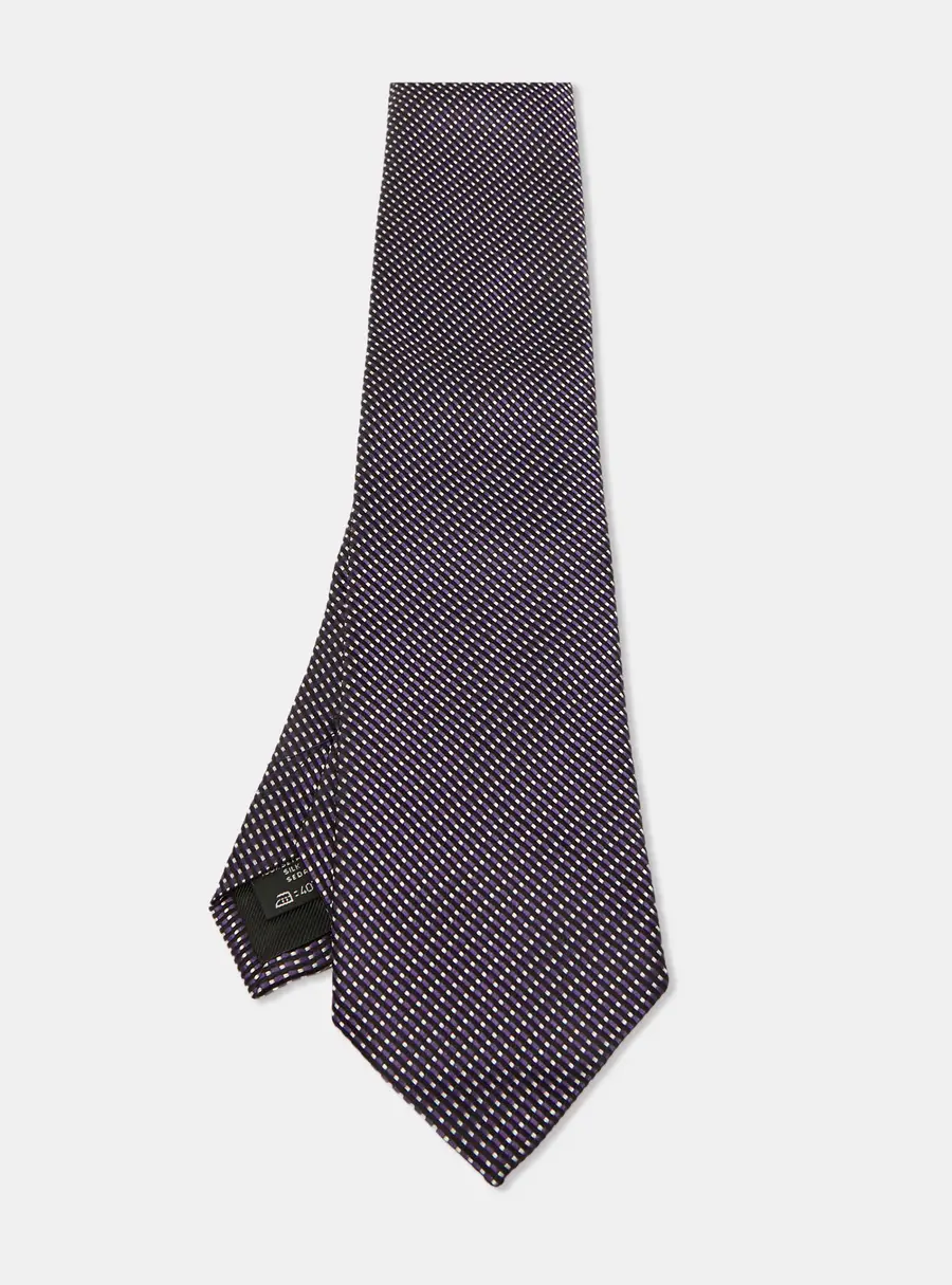 Ermenegildo Zegna Purple Patterned Silk Tie