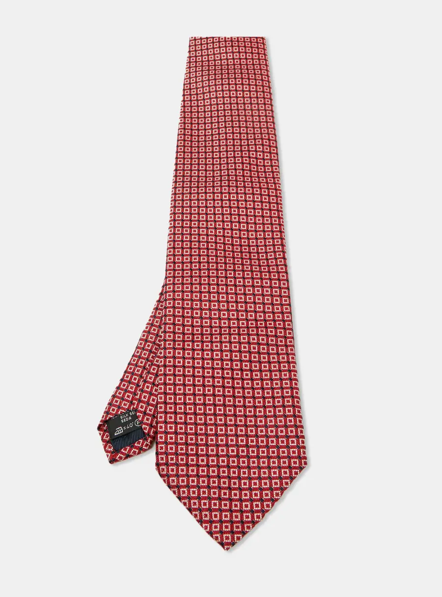 Ermenegildo Zegna Su Misura Red Patterned Silk Tie