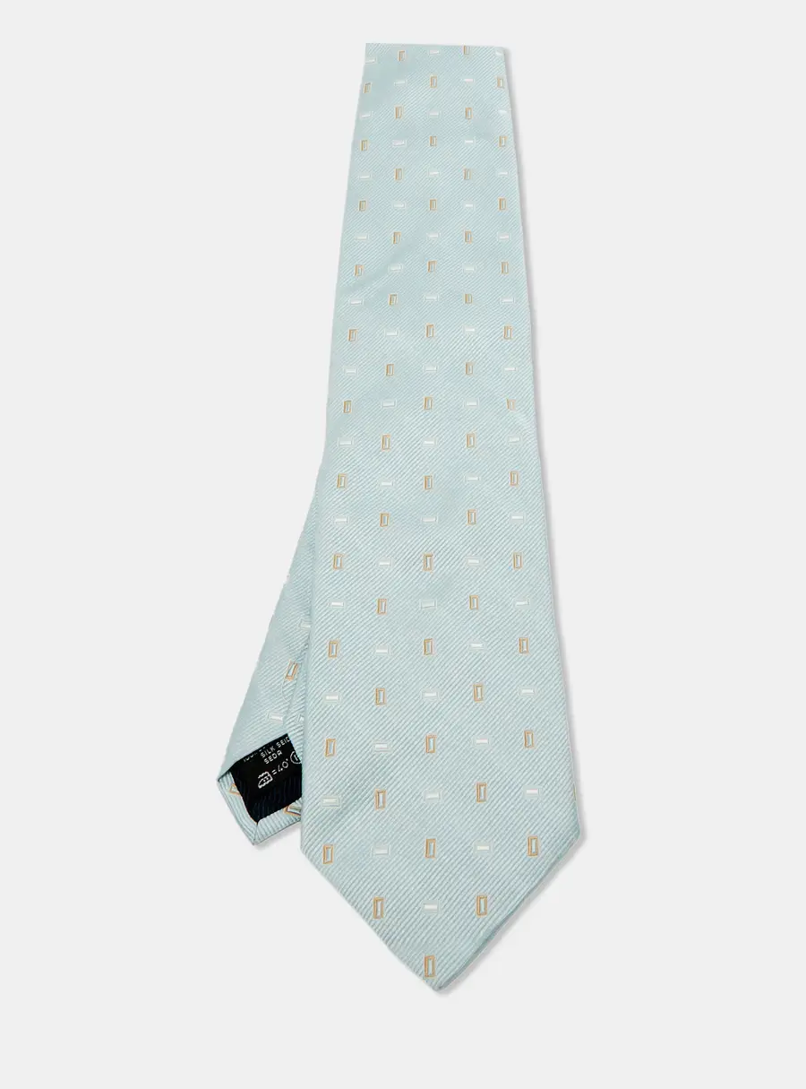 Ermenegildo Zegna Su Misura Blue Patterned Silk Tie