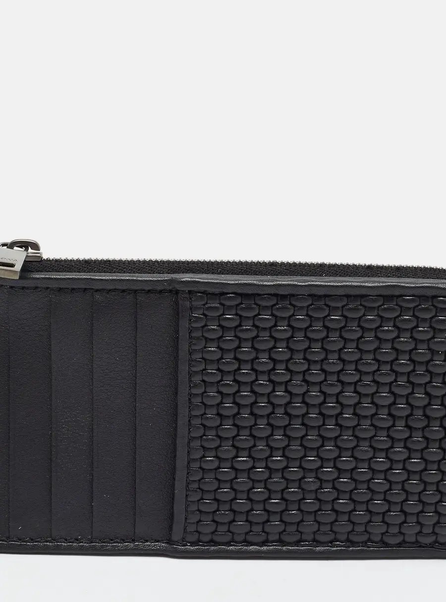 Ermenegildo Zegna Zip Black Leather Card Case