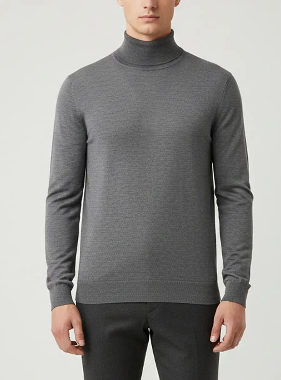 Ermenegildo Zegna Grey Wool Knit Turtleneck Sweater M