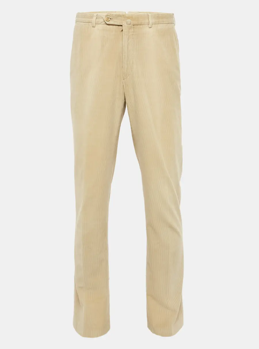Ermenegildo Zegna Beige Corduroy Regular Fit Pants L/Waist 33"